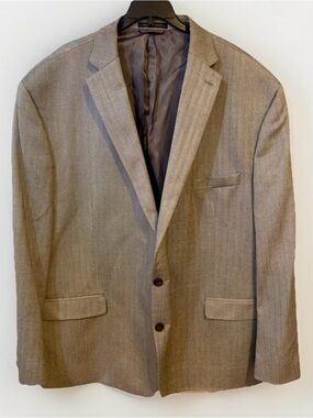 Lauren Ralph Lauren Mens 54R Pinstripe Grey Blazer 2-Button Rayon Poly Blend
